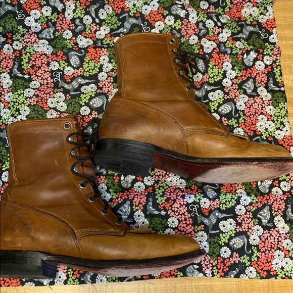 Vintage Justin Brown Leather Kiltie Lace Up Boots - Women’s size 6.5 - Picture 2 of 11